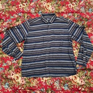 Patagonia Organic Cotton 2015 striped button down shirt Navy/grey Size Large